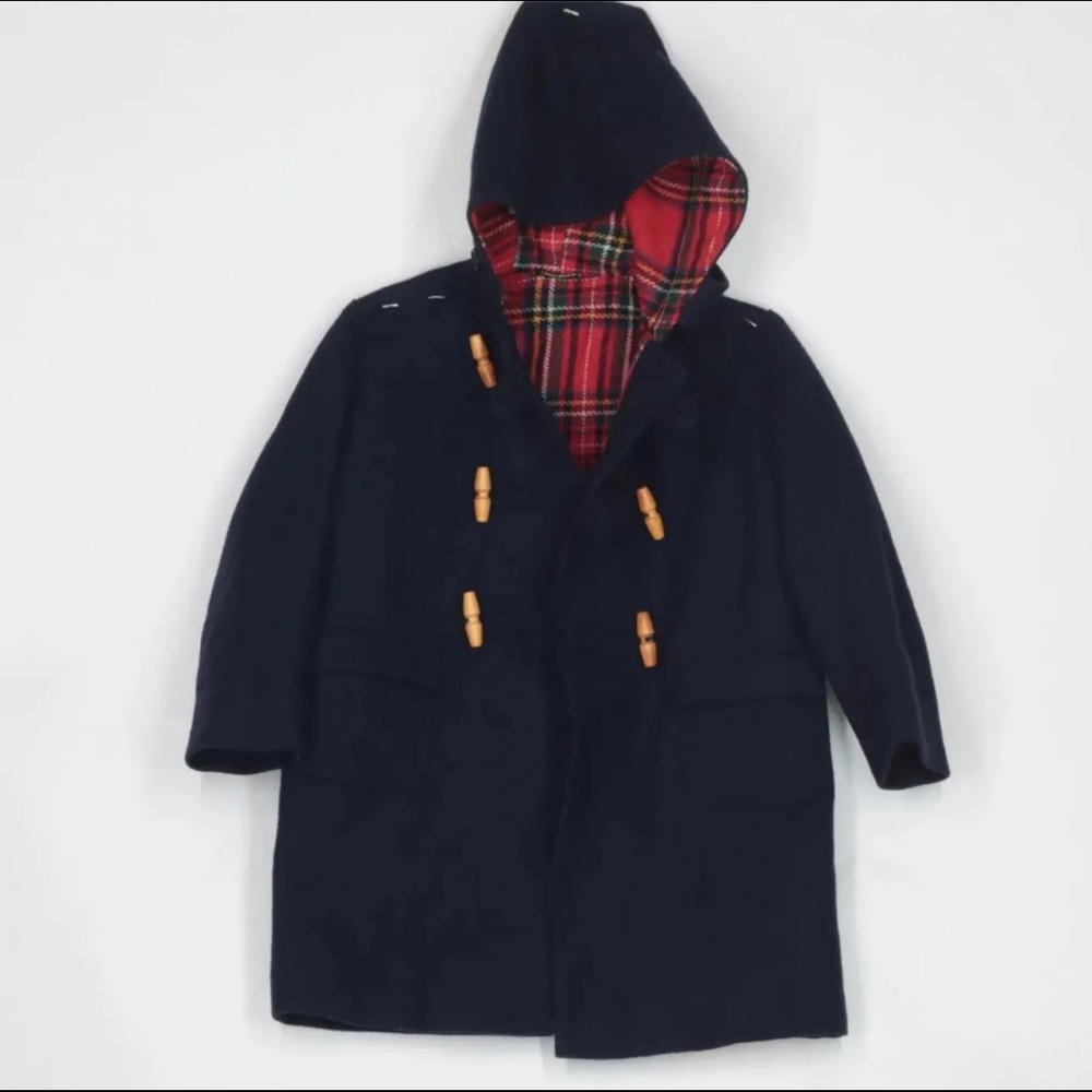 Vtg Unisex Boys Girls Hooded Duffle Coat Toggle Closure Made in England Sz 6/8